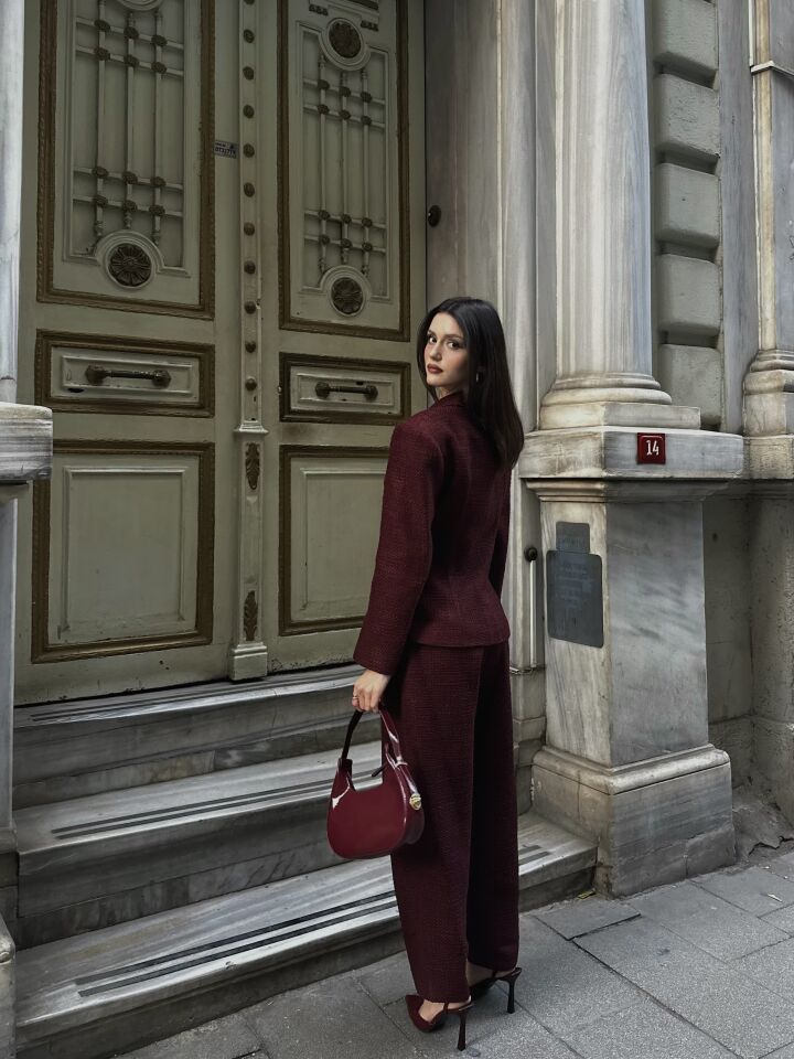 Tüvit Kumaş Takım 6054 Bordo - S
