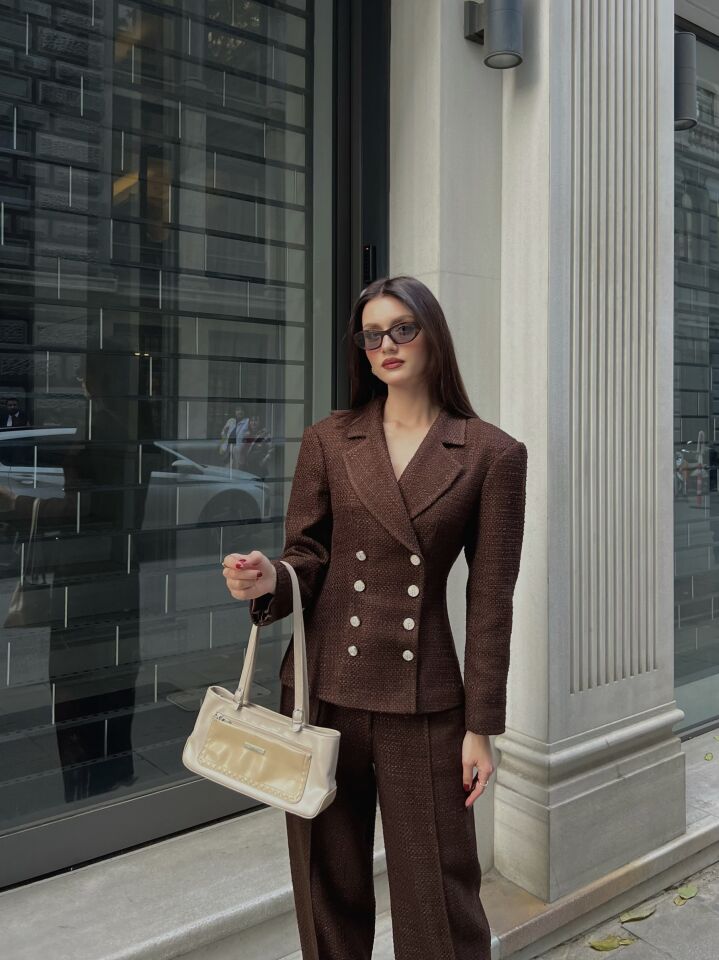 Tüvit Kumaş Takım 6054 Kahverengi - XL