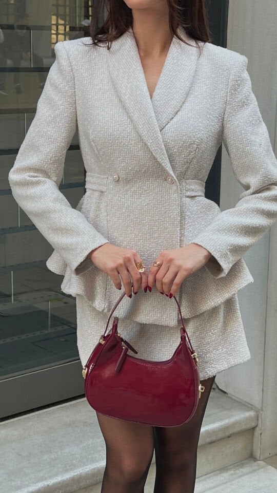 Kadın Siyah Blazer Ceket – Çift Düğmeli Tok Kumaş Şık Model