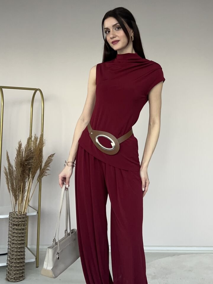 Drapeli Bluz Şalvar Pantolon Takım 4003