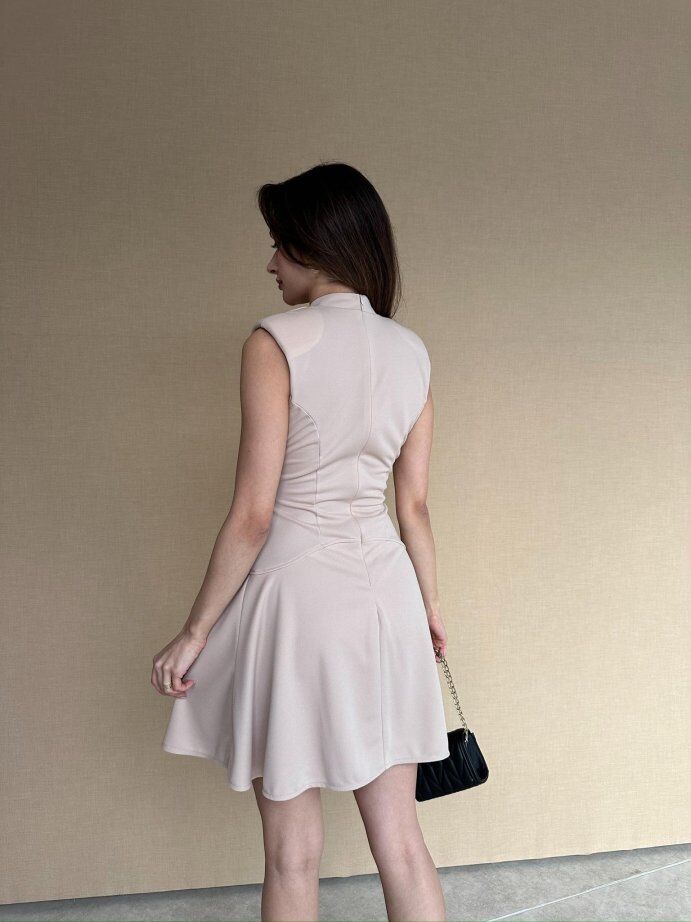 Yarım Balıkçı Yaka Kemerli Mini Jile Elbise 5019 Taş - XL