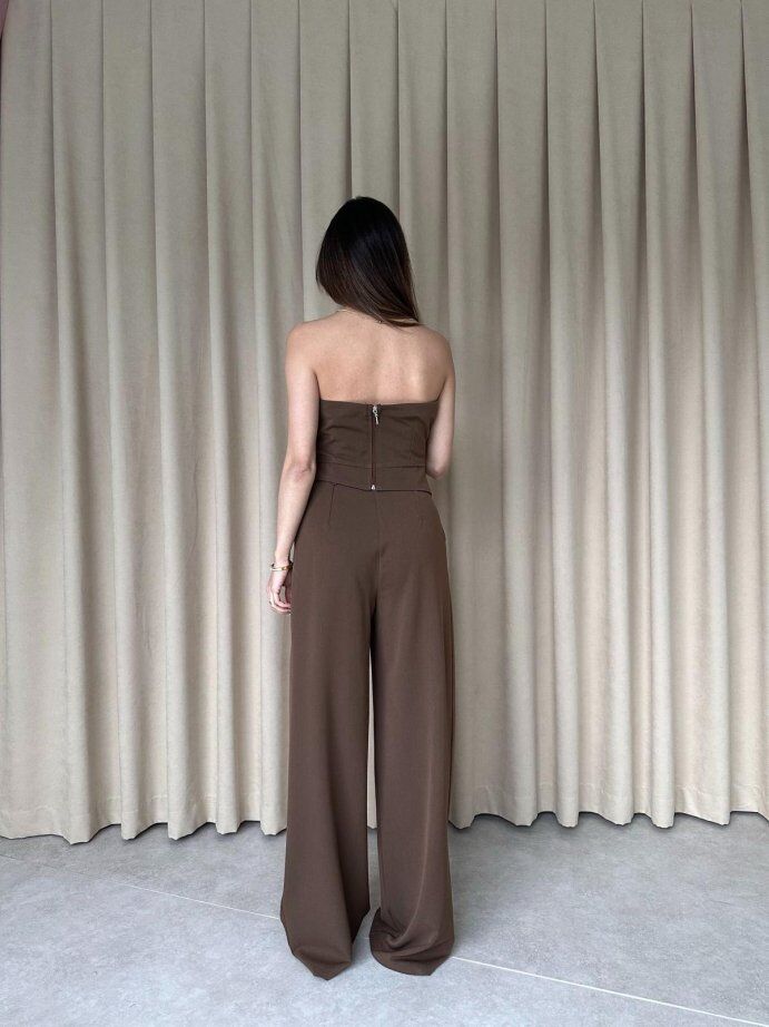 Straplez Drapeli Büstiyer Pantolon Takım 5026