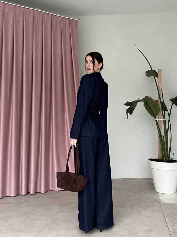 Kemer Detaylı Blazer Ceket Pantolon Takım 6066