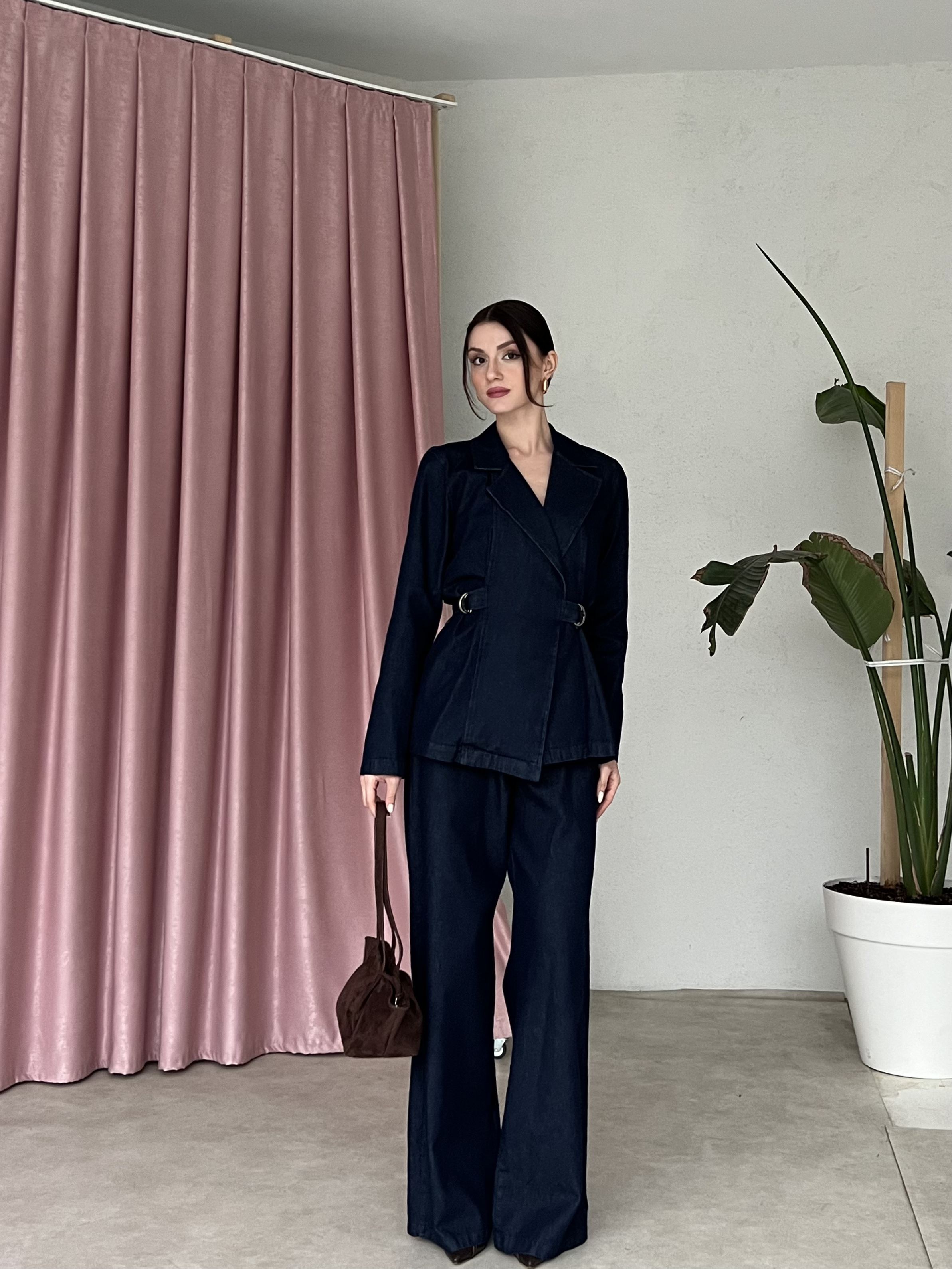 Kemer Detaylı Blazer Ceket Pantolon Takım 6066