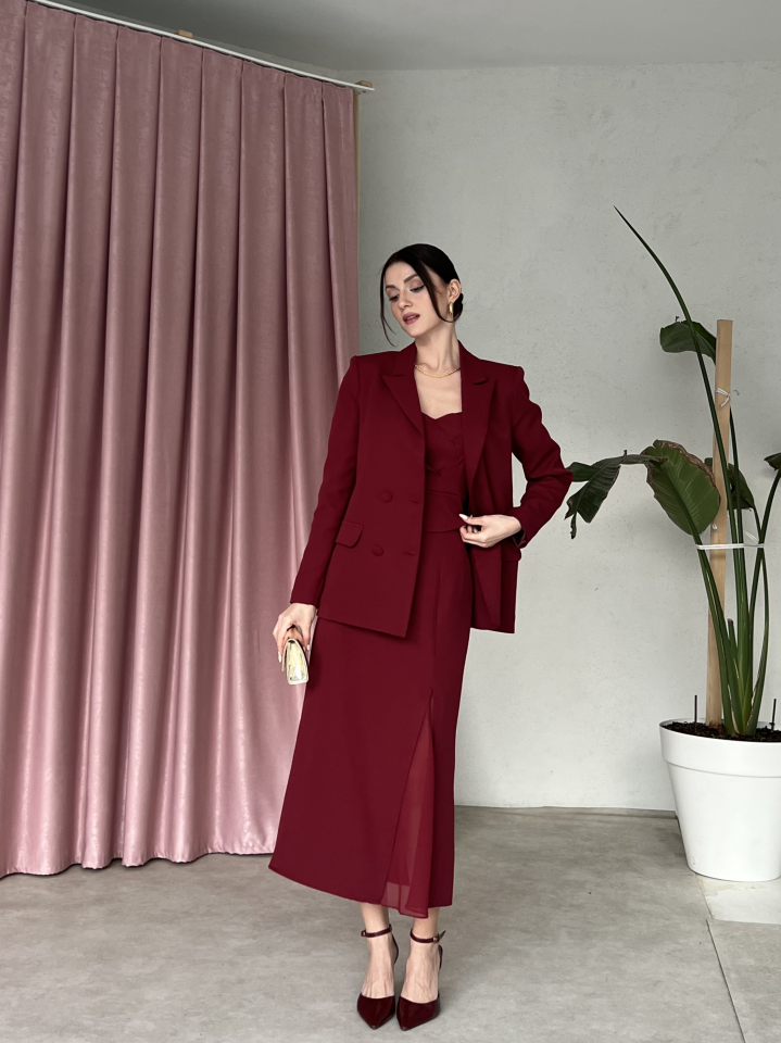 Blazer Ceketli Straplez Elbise Takım 6069