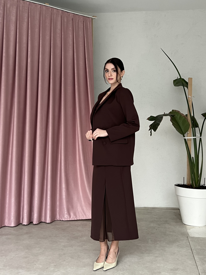 Blazer Ceketli Straplez Elbise Takım 6069
