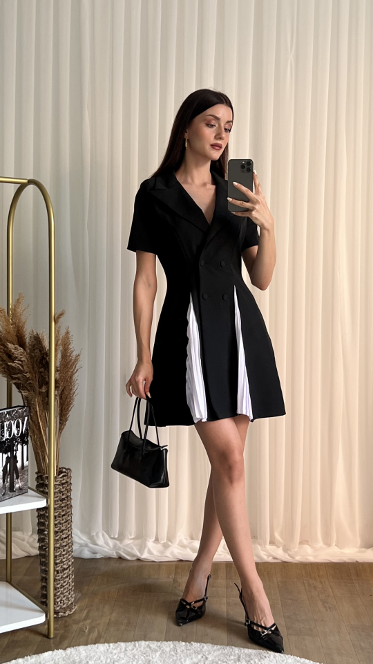 Pile Detaylı Blazer Mini Elbise 2110