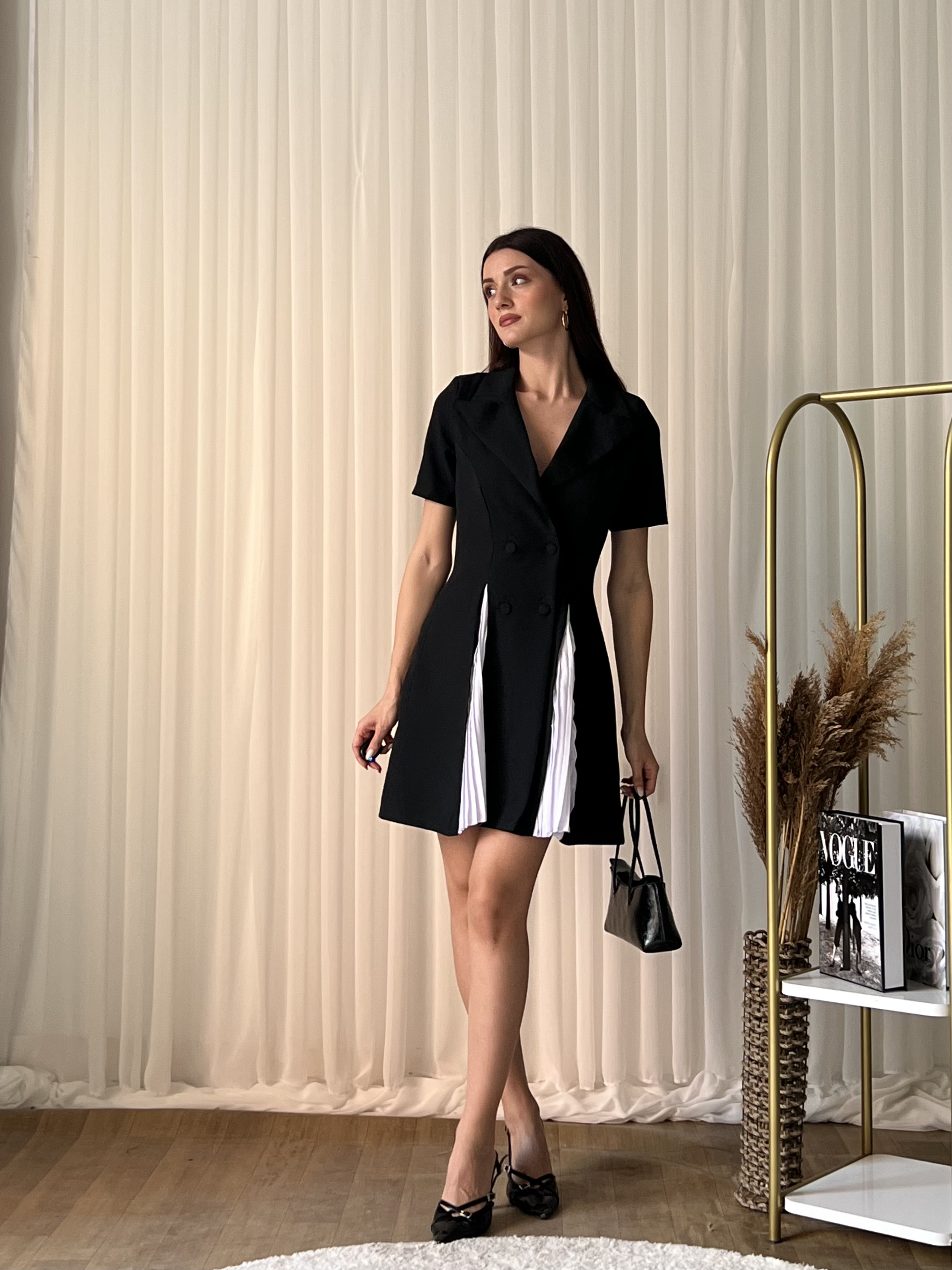 Pile Detaylı Blazer Mini Elbise 2110