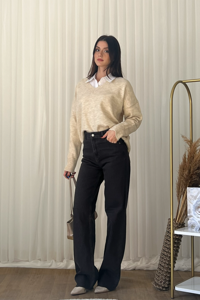 Düz Paça Acı Kahve Jean Pantolon – Bol Kesim, Günlük ve Şık Denim