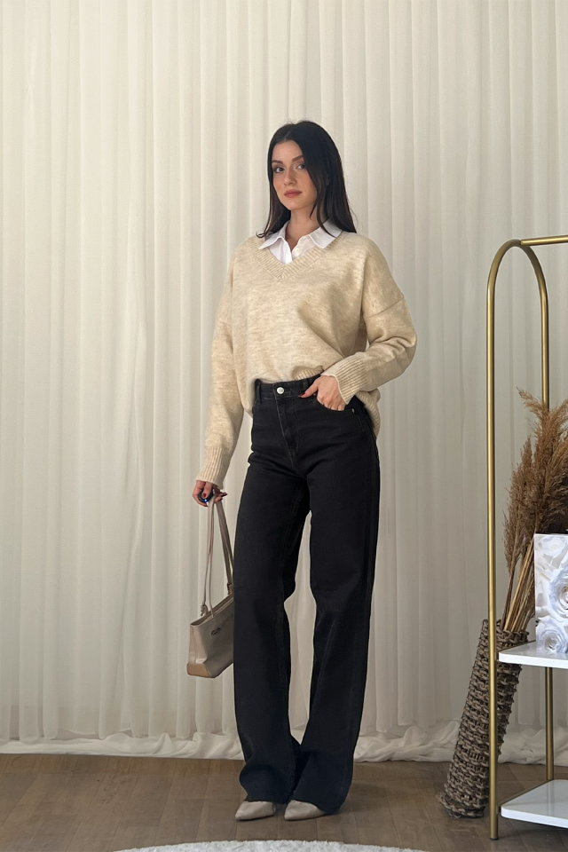 Düz Paça Acı Kahve Jean Pantolon – Bol Kesim, Günlük ve Şık Denim