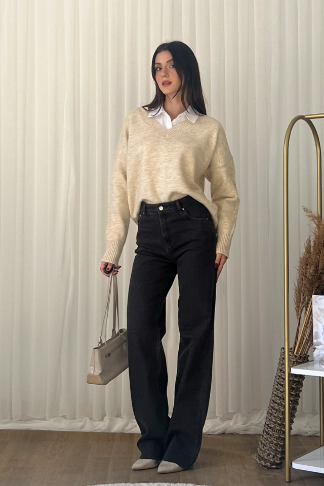 Düz Paça Acı Kahve Jean Pantolon – Bol Kesim, Günlük ve Şık Denim