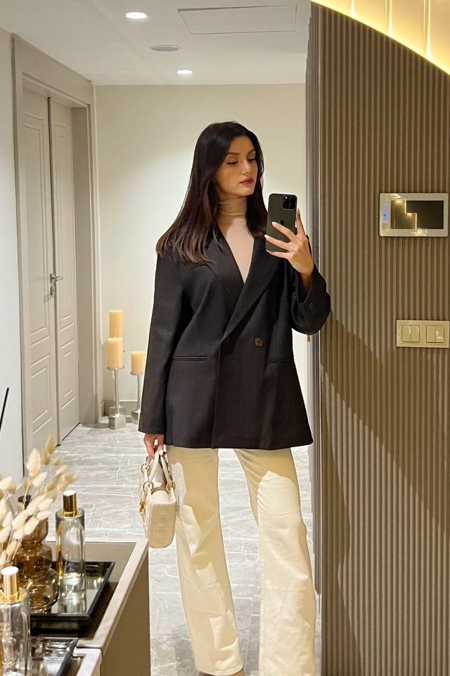 Kadın Oversize Kruvaze Blazer Ceket – Uzun Kollu, Şık ve Günlük Klasik Ceket