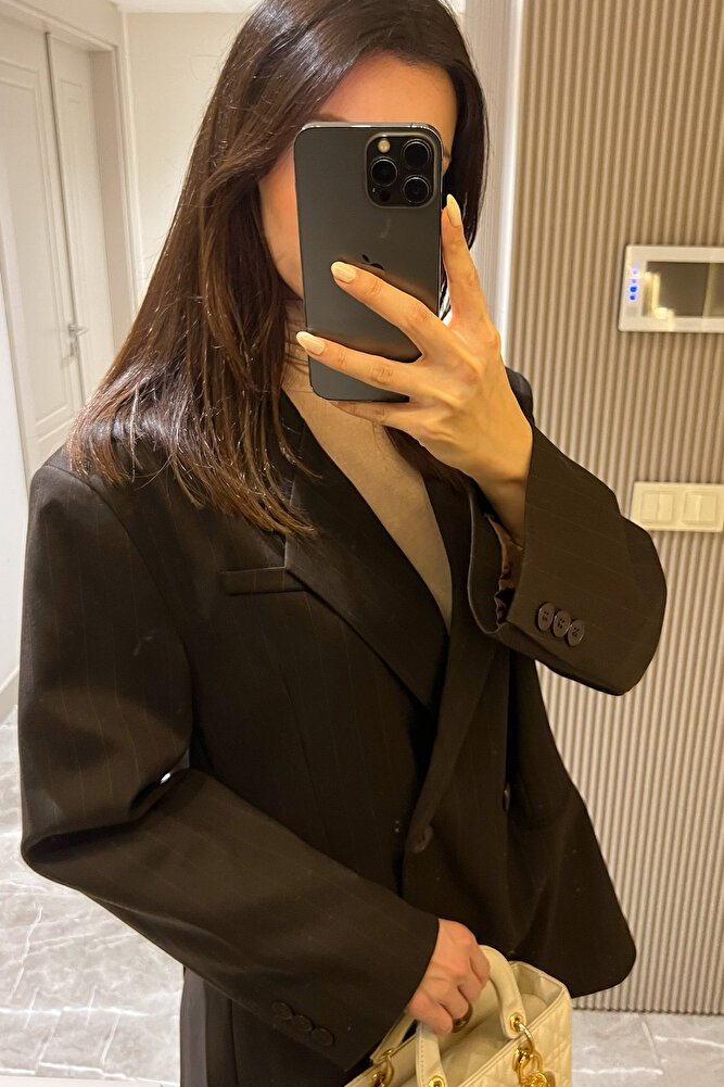 Kadın Oversize Kruvaze Blazer Ceket – Uzun Kollu, Şık ve Günlük Klasik Ceket