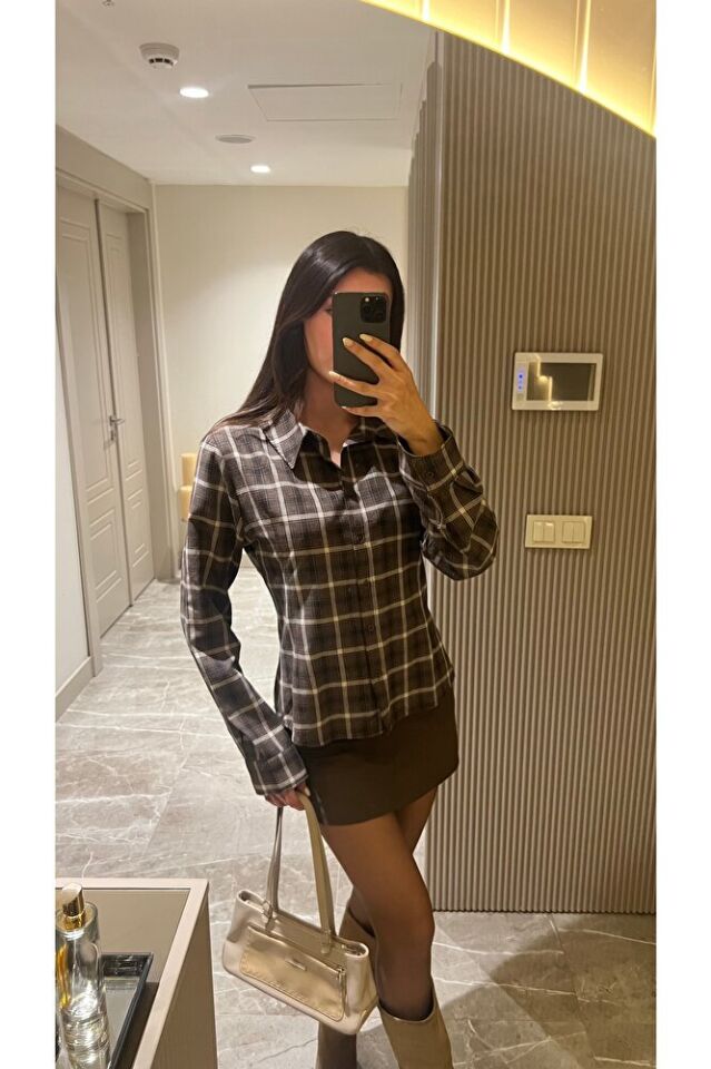 Siyah ekru Ekose gömlek