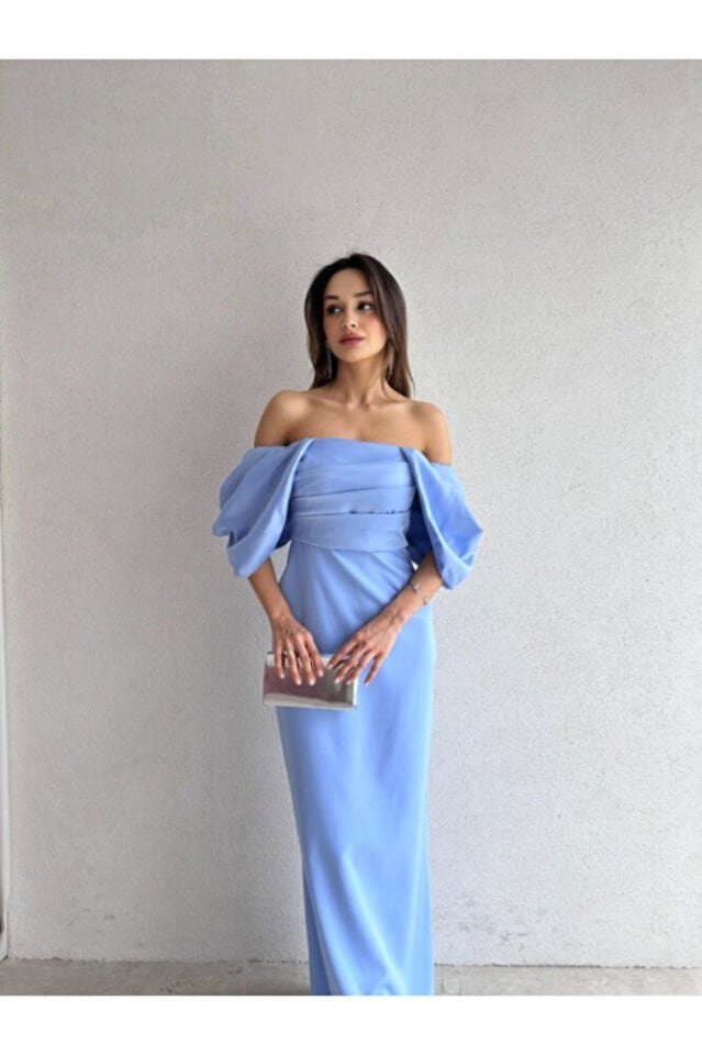 Sırt Detaylı Drapeli Kalın Krep Mini Elbise