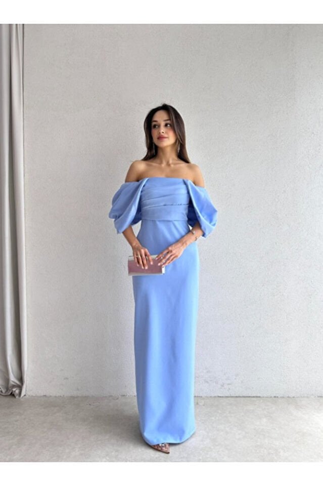 Sırt Detaylı Drapeli Kalın Krep Mini Elbise