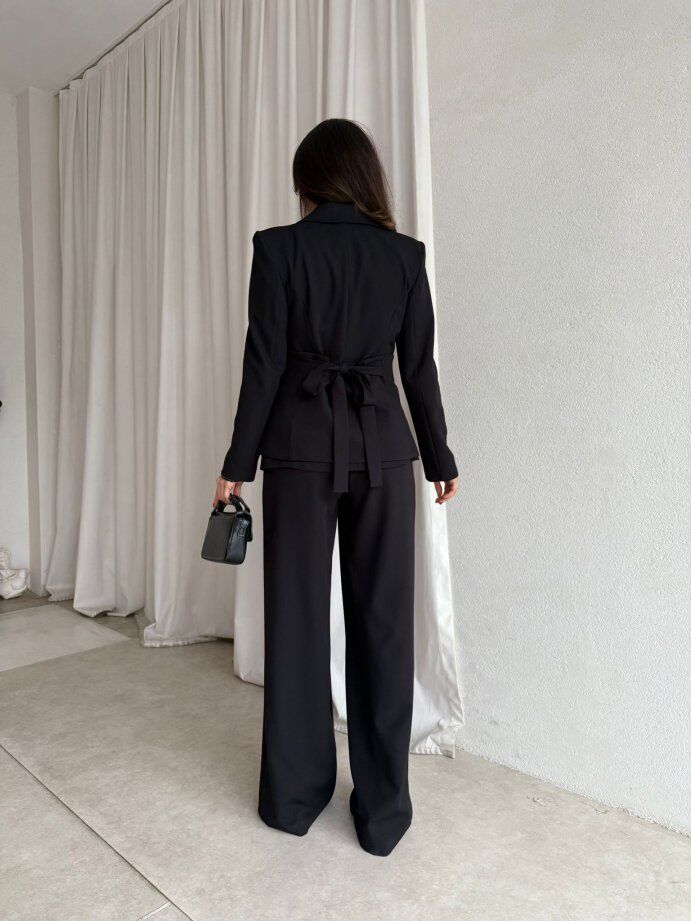 Klasik Kesim Blazer Ceket Pantolon Takım 6021 Siyah - L